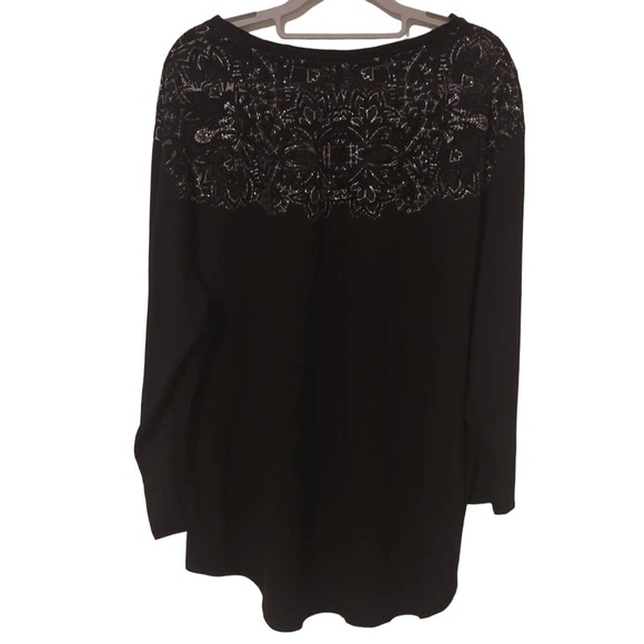 Ava & Viv Black Silver Mesh Chest Womens Blouse 2X - Picture 3 of 5